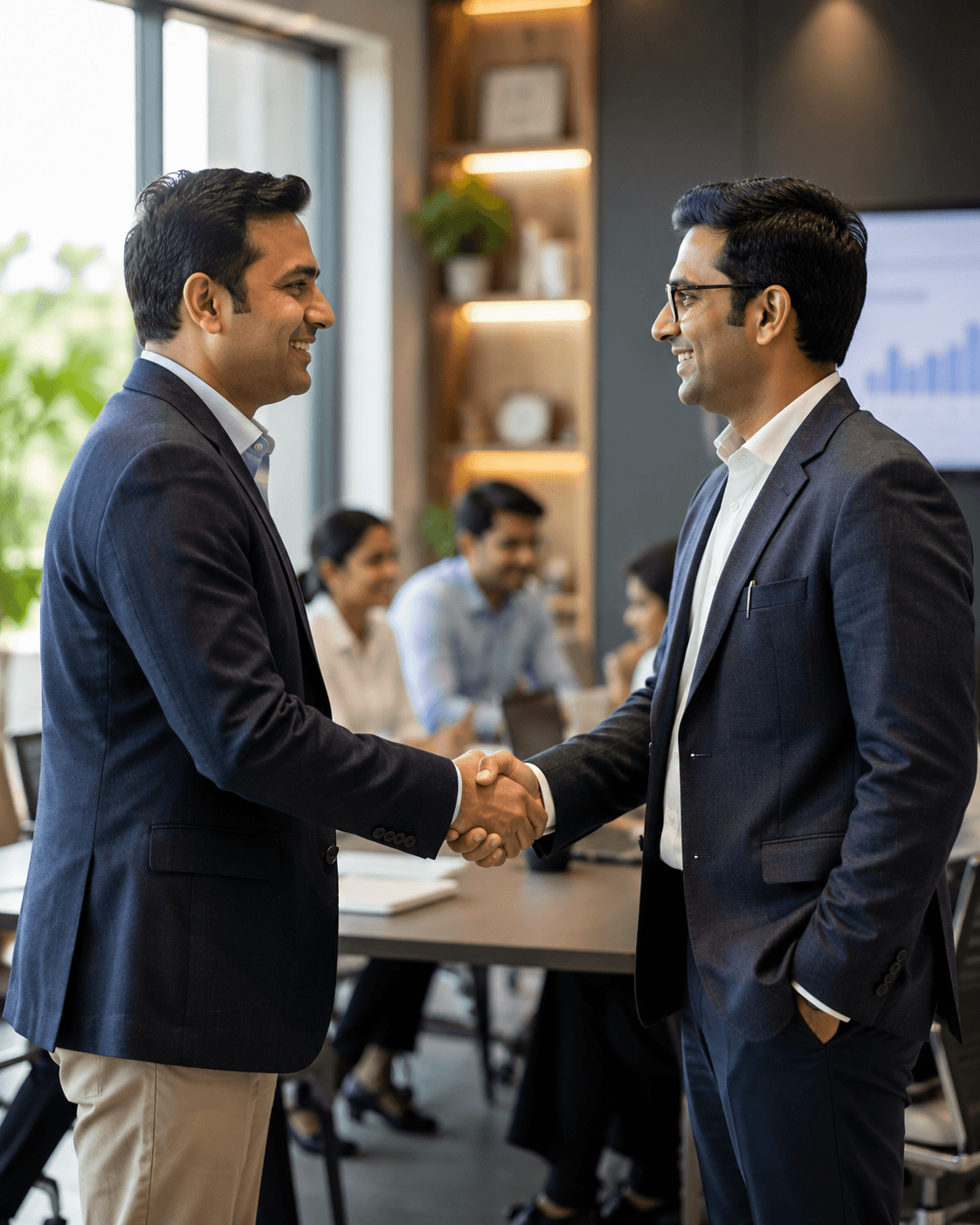A partnership handshake between two professionals